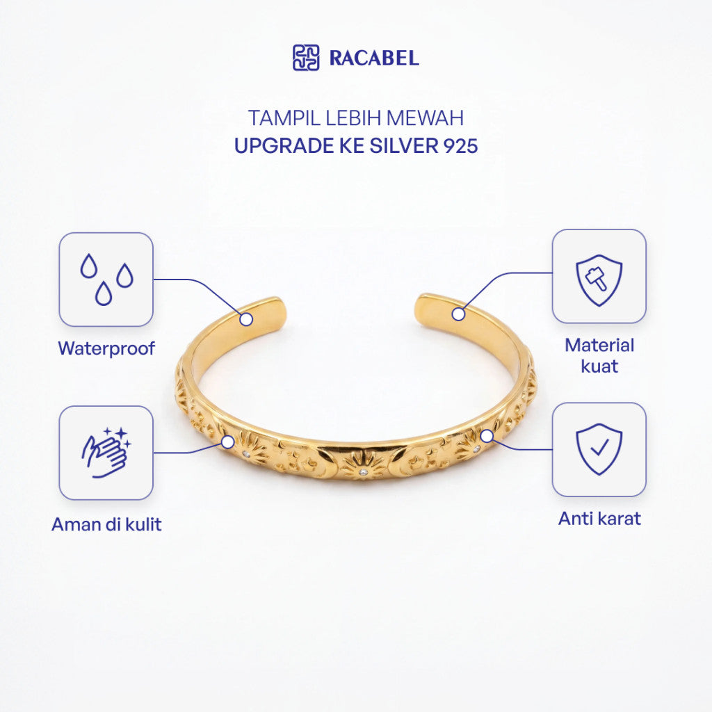 Racabel Gelang Bangle Oracle - Stainless Steel Anti Karat Warna Emas Unisex Pria Wanita Simple