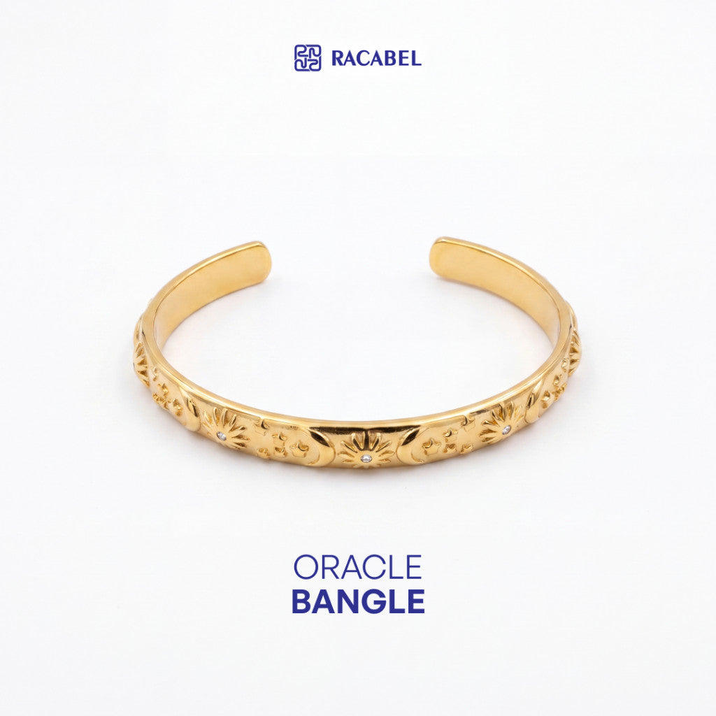 Racabel Gelang Bangle Oracle - Stainless Steel Anti Karat Warna Emas Unisex Pria Wanita Simple