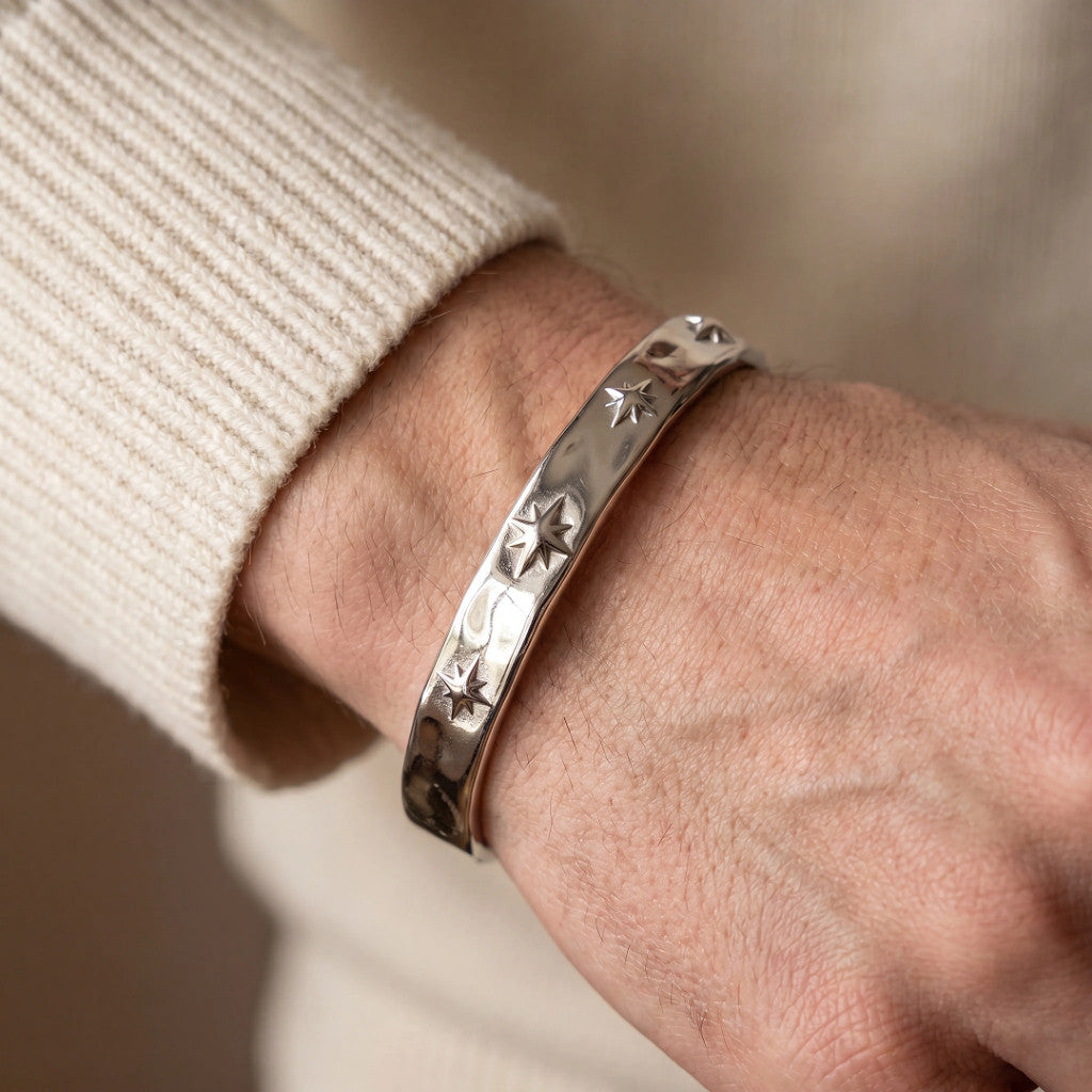 Racabel Gelang Bangle Solstice - Stainless Steel Anti Karat Warna Silver Unisex Pria Wanita Simple
