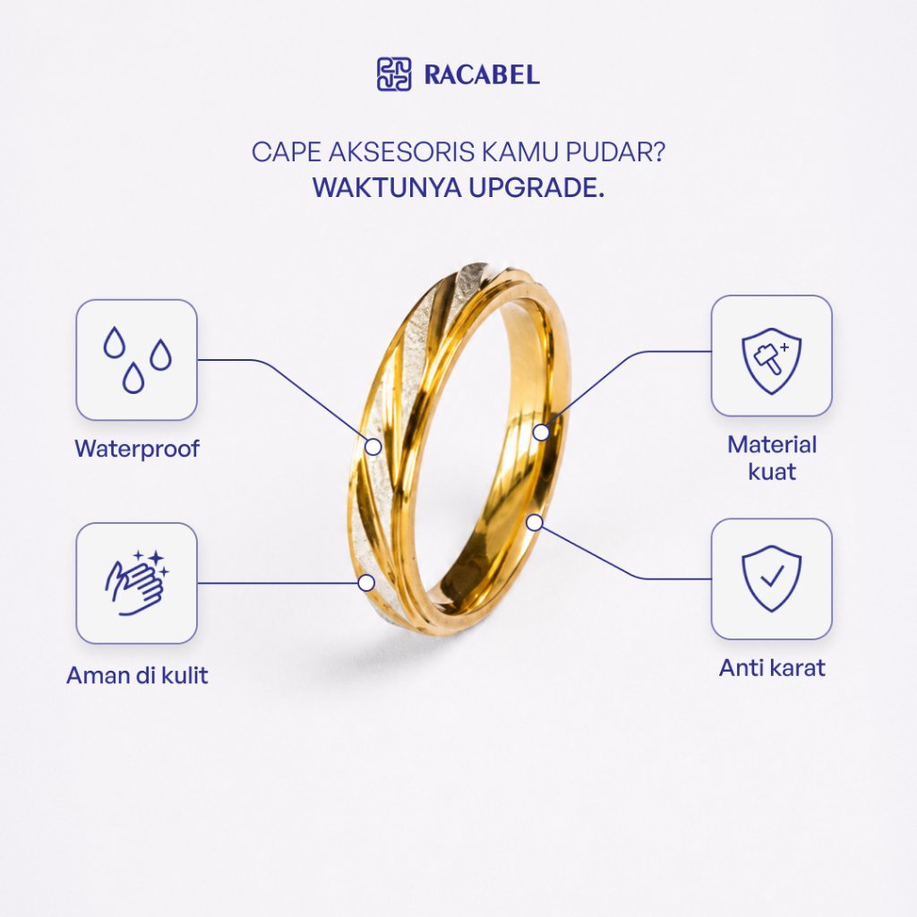 Racabel Azumak Ring - Cincin Pria Wanita Titanium Anti Karat