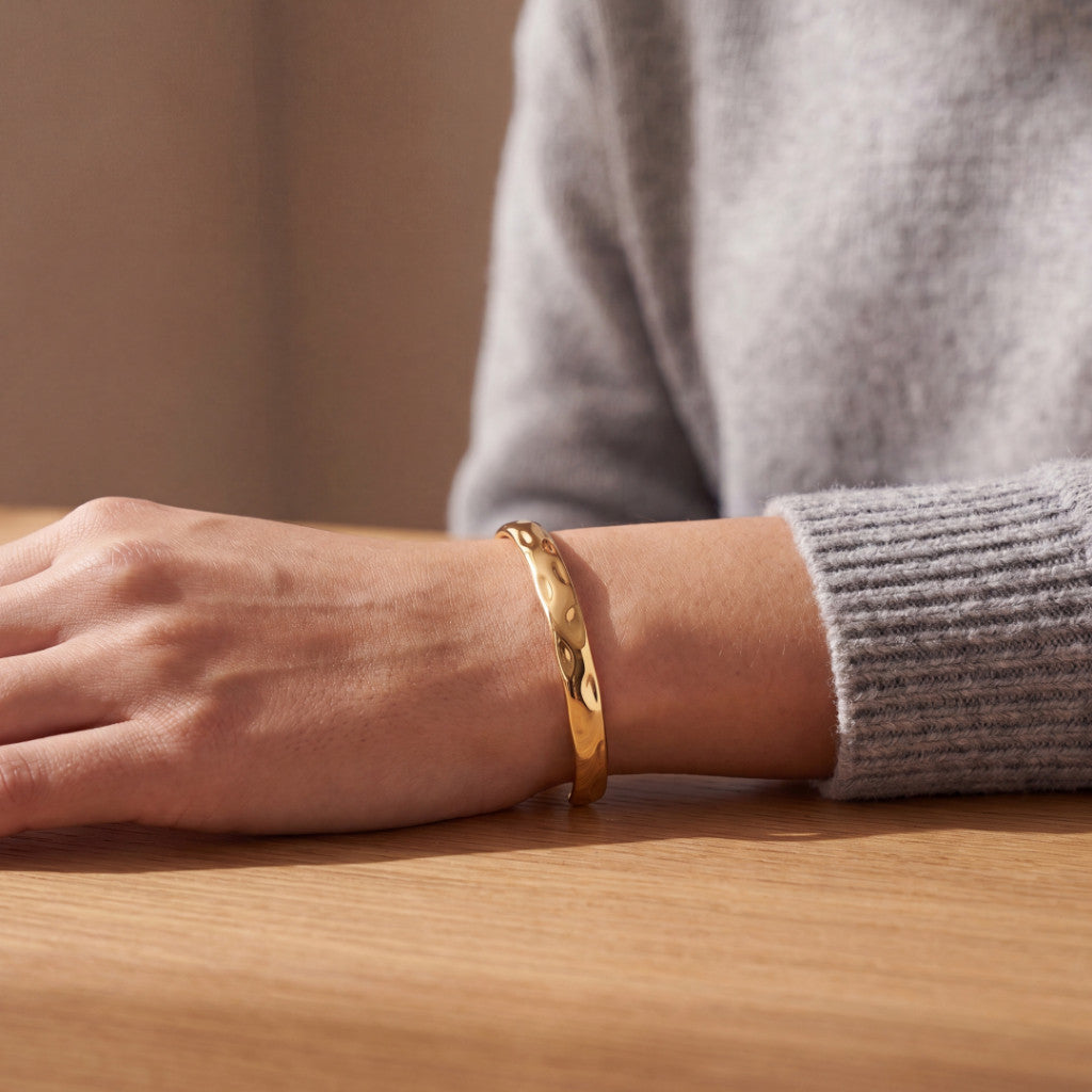 Racabel Gelang Bangle Soleil - Stainless Steel Anti Karat Warna Emas Unisex Pria Wanita Simple