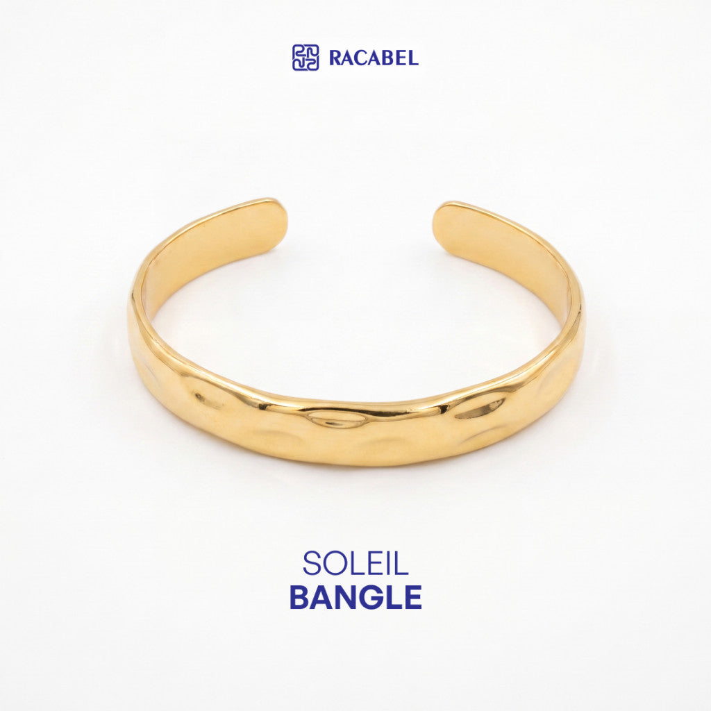 Racabel Gelang Bangle Soleil - Stainless Steel Anti Karat Warna Emas Unisex Pria Wanita Simple