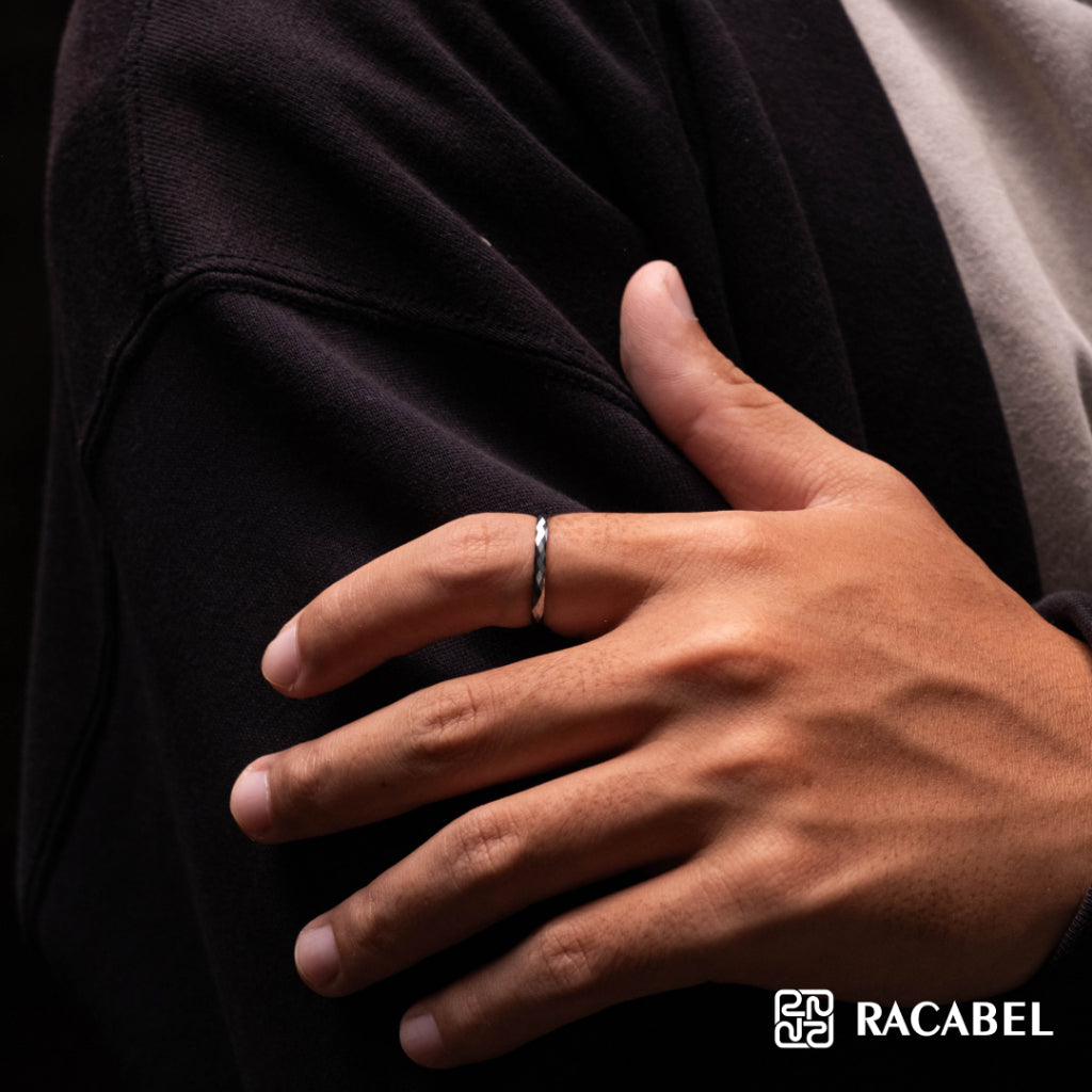 Racabel Flint Ring - Cincin Tungsten Pria Wanita Silver Anti Karat