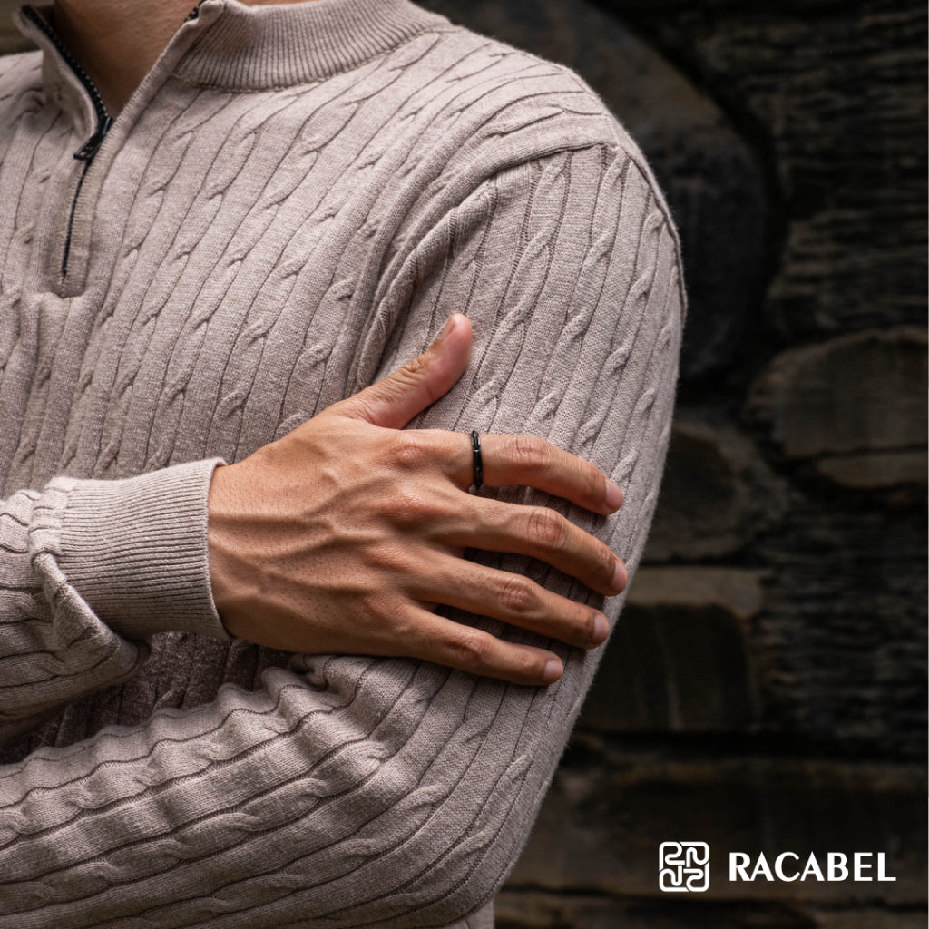 Racabel Index Anxiety Ring Black - Cincin Kecemasan Pria Wanita Titanium Hitam Anti Karat