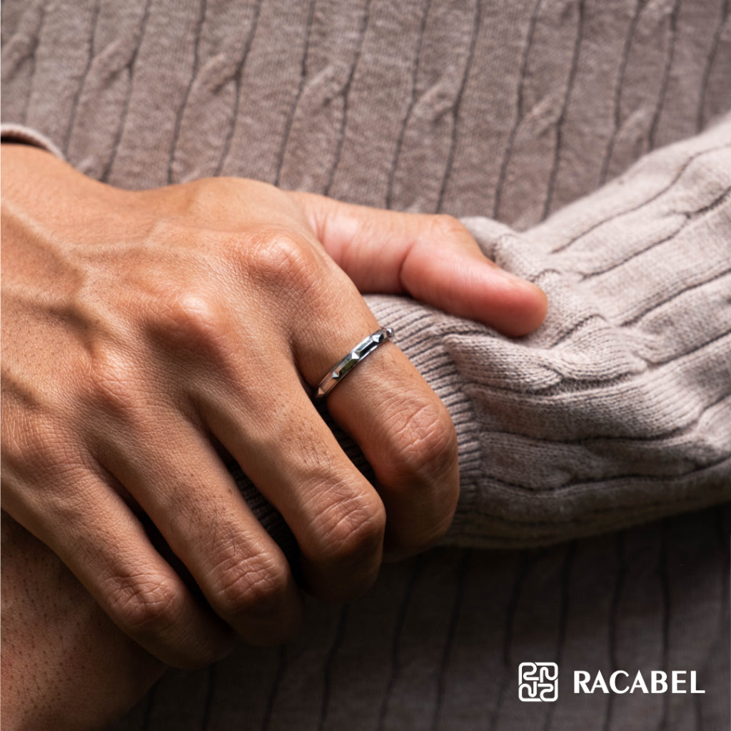 Racabel Index Anxiety Ring Silver - Cincin Kecemasan Pria Wanita Titanium Silver Anti Karat