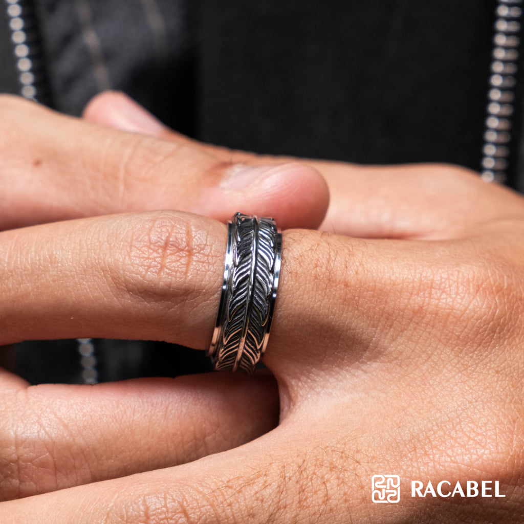 Racabel Fuze Anxiety Ring Silver - Cincin Kecemasan Pria Wanita Titanium Silver Anti Karat