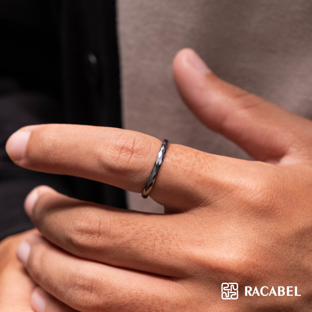 Racabel Flint Ring - Cincin Tungsten Pria Wanita Silver Anti Karat