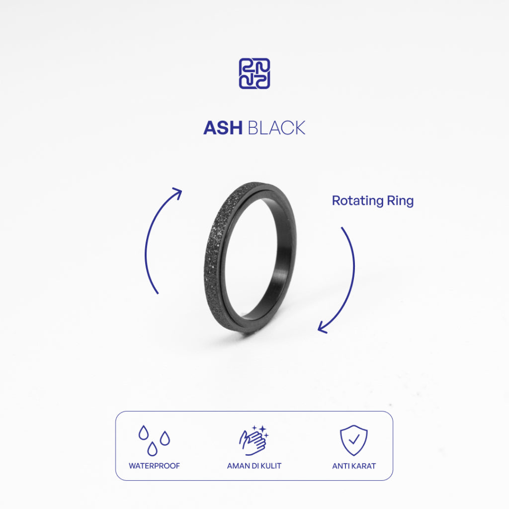 Racabel Ash Anxiety Ring Silver - Cincin Kecemasan Pria Wanita Titanium Silver Anti Karat