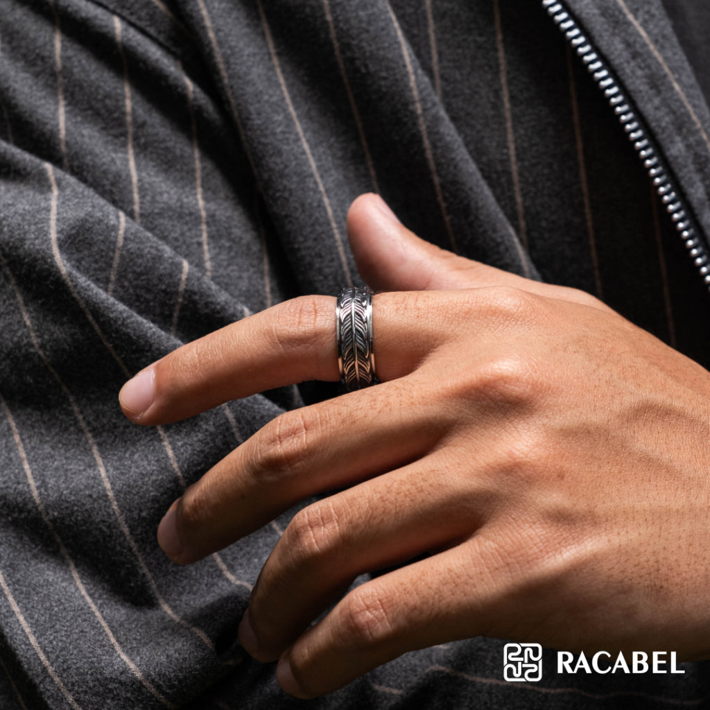 Racabel Fuze Anxiety Ring Silver - Cincin Kecemasan Pria Wanita Titanium Silver Anti Karat