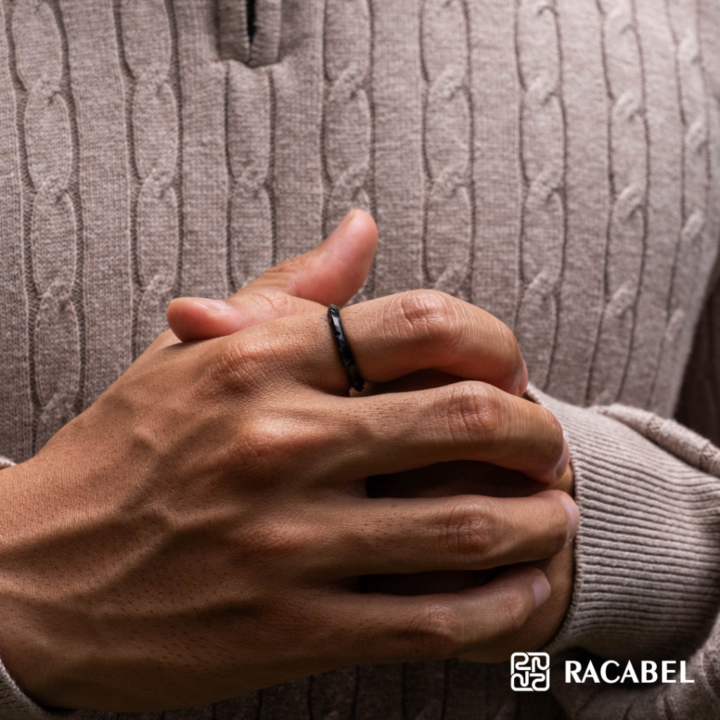 Racabel Index Anxiety Ring Black - Cincin Kecemasan Pria Wanita Titanium Hitam Anti Karat