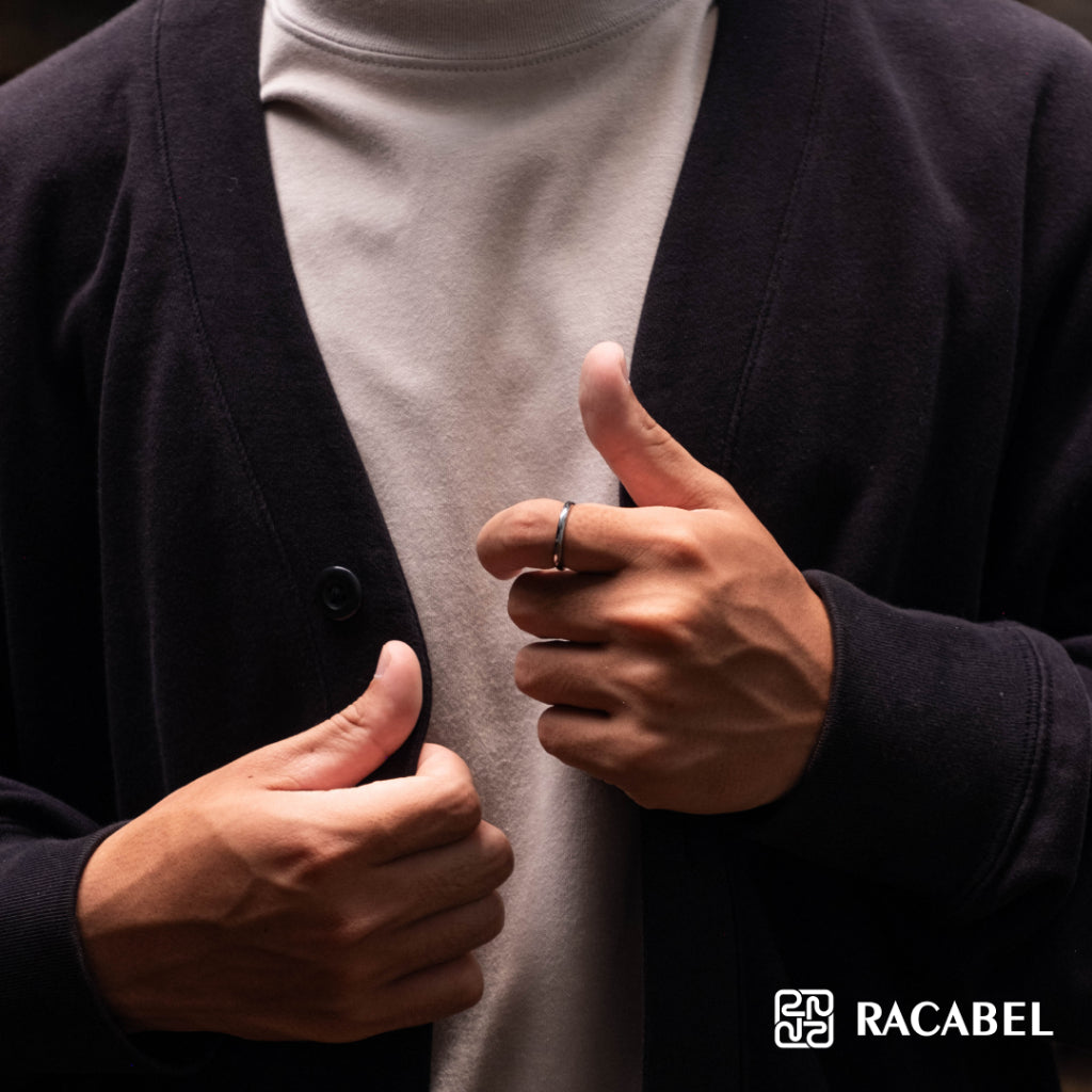 Racabel Flint Ring - Cincin Tungsten Pria Wanita Silver Anti Karat