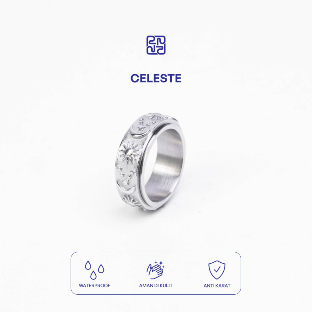 Racabel Celeste Anxiety Ring Black - Cincin Kecemasan Pria Wanita Titanium Hitam Anti Karat