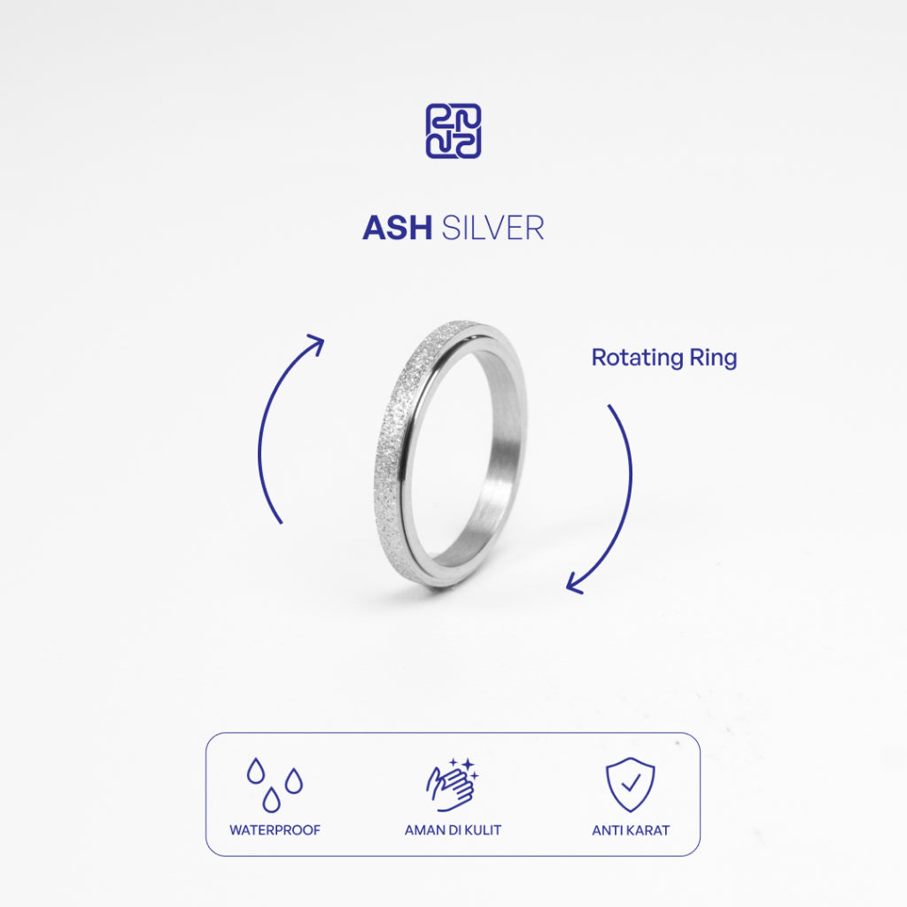 Racabel Ash Anxiety Ring Black - Cincin Kecemasan Pria Wanita Titanium Hitam Anti Karat
