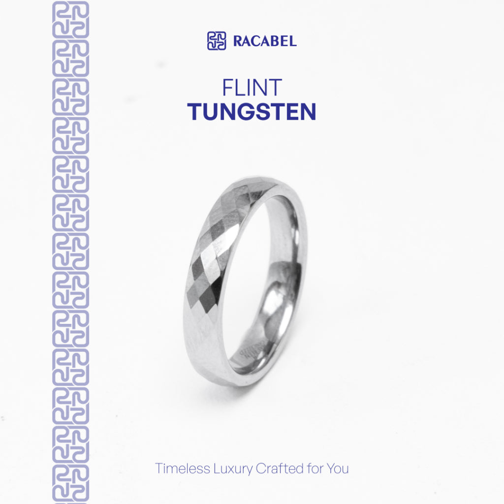Racabel Flint Ring - Cincin Tungsten Pria Wanita Silver Anti Karat