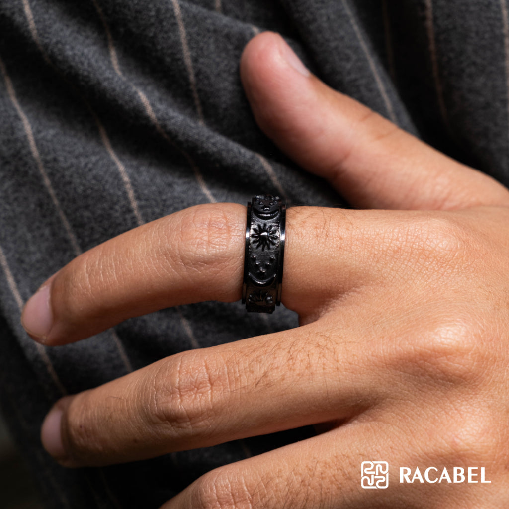 Racabel Celeste Anxiety Ring Black - Cincin Kecemasan Pria Wanita Titanium Hitam Anti Karat