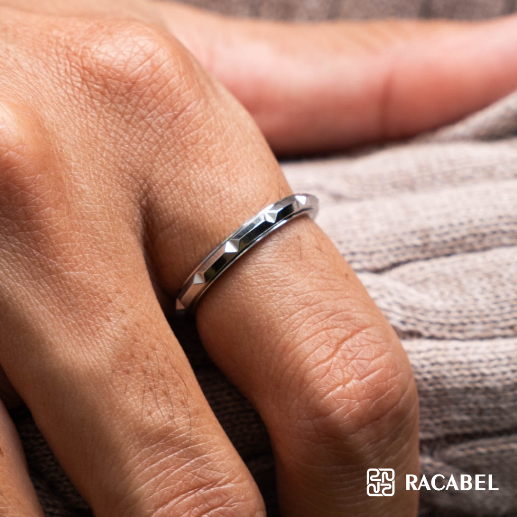 Racabel Index Anxiety Ring Silver - Cincin Kecemasan Pria Wanita Titanium Silver Anti Karat
