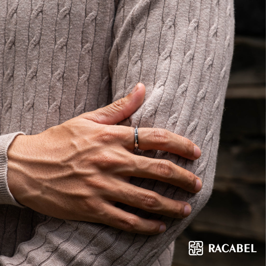 Racabel Index Anxiety Ring Silver - Cincin Kecemasan Pria Wanita Titanium Silver Anti Karat