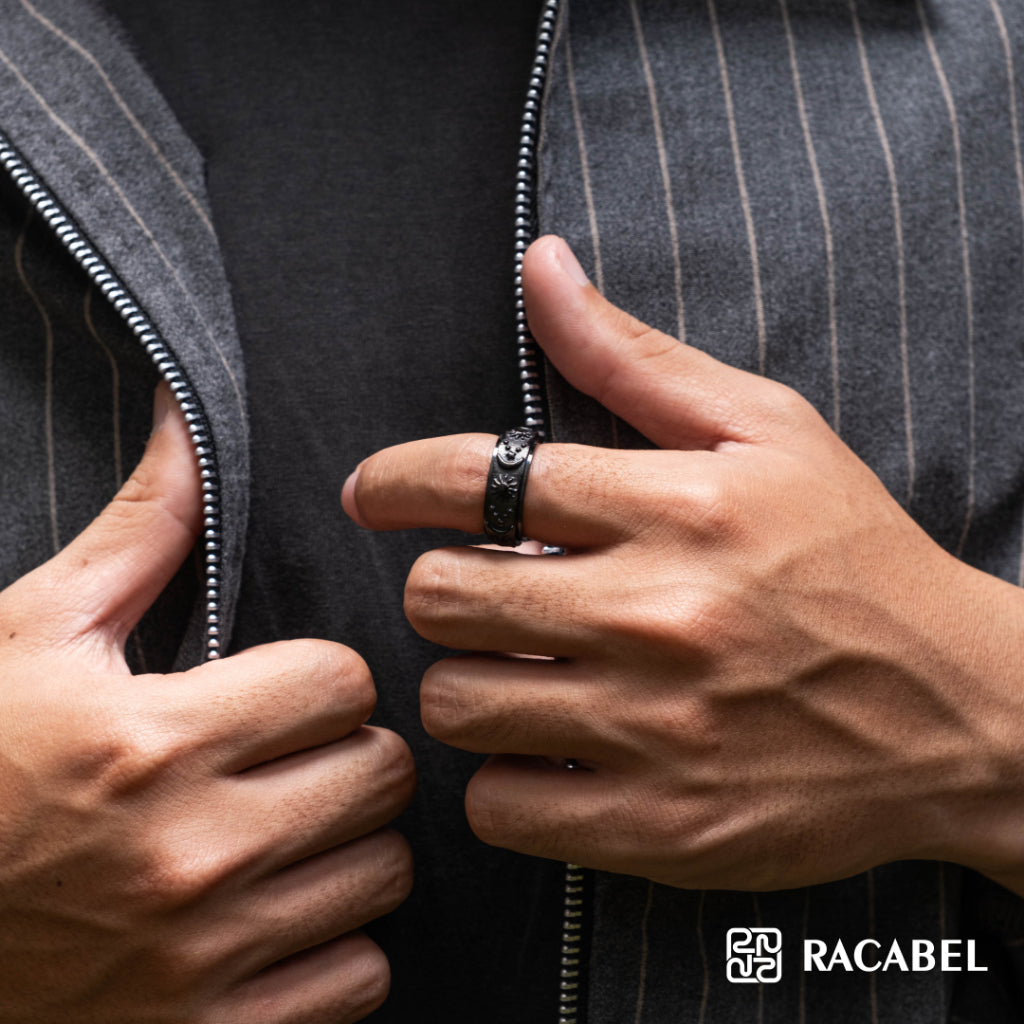 Racabel Celeste Anxiety Ring Black - Cincin Kecemasan Pria Wanita Titanium Hitam Anti Karat