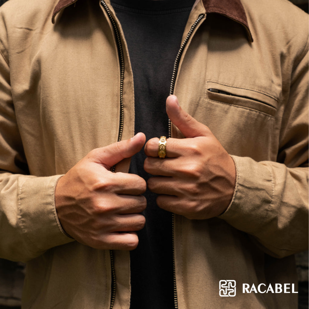 Racabel Celeste Anxiety Ring Gold - Cincin Kecemasan Pria Wanita Titanium Emas Anti Karat