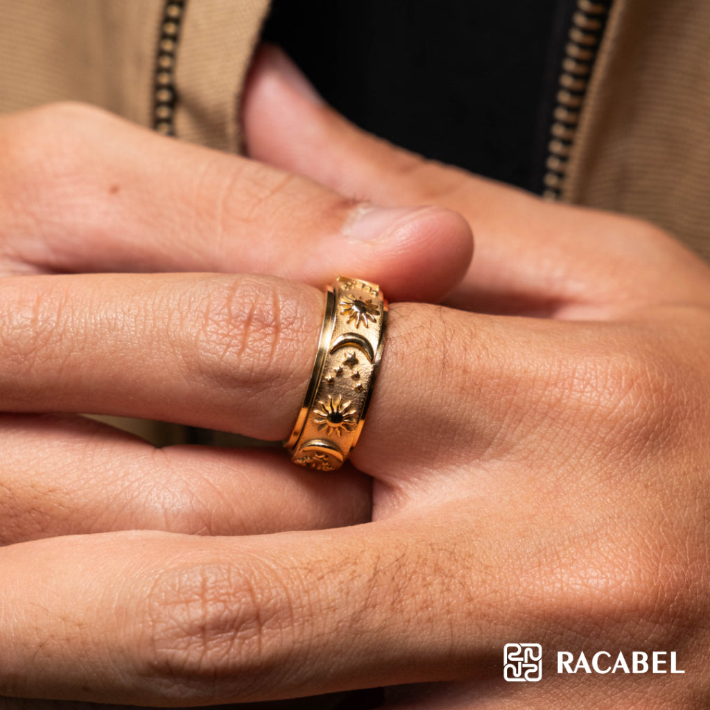 Racabel Celeste Anxiety Ring Gold - Cincin Kecemasan Pria Wanita Titanium Emas Anti Karat