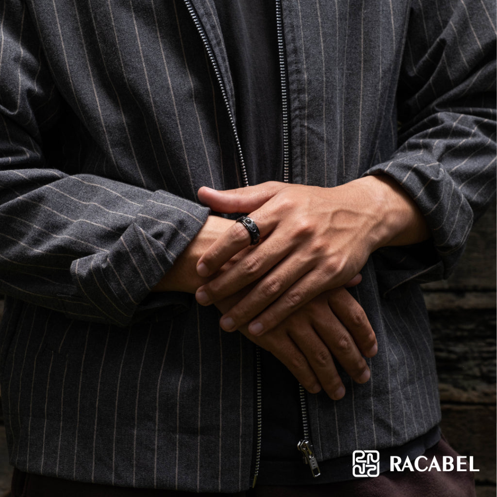 Racabel Celeste Anxiety Ring Black - Cincin Kecemasan Pria Wanita Titanium Hitam Anti Karat