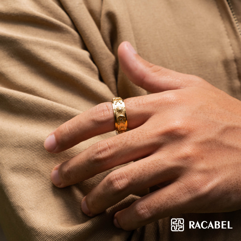 Racabel Celeste Anxiety Ring Gold - Cincin Kecemasan Pria Wanita Titanium Emas Anti Karat