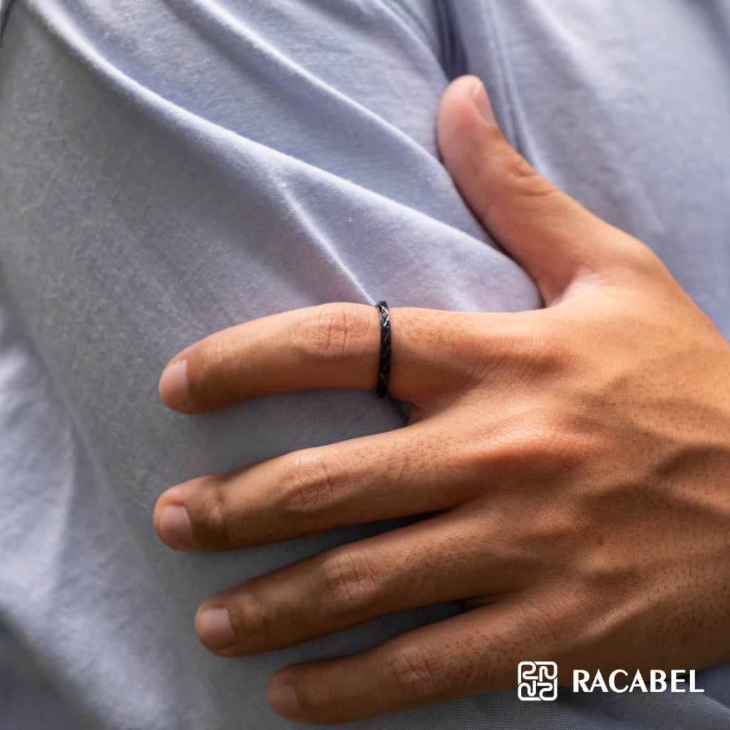 Racabel Notch Anxiety Ring Black - Cincin Kecemasan Pria Wanita Titanium Hitam Anti Karat