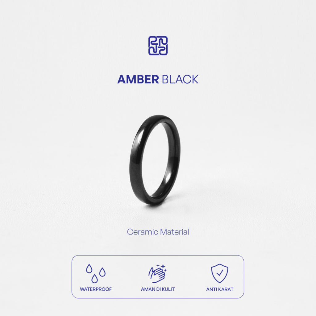 Racabel Amber Ceramic Ring White - Cincin Pria Wanita Keramik Putih Anti Karat